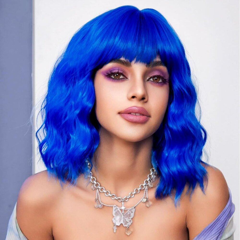 Women's 517 Short Wavy Hair Pastel Bob Shoulder Length Synthetic Hair Wigs